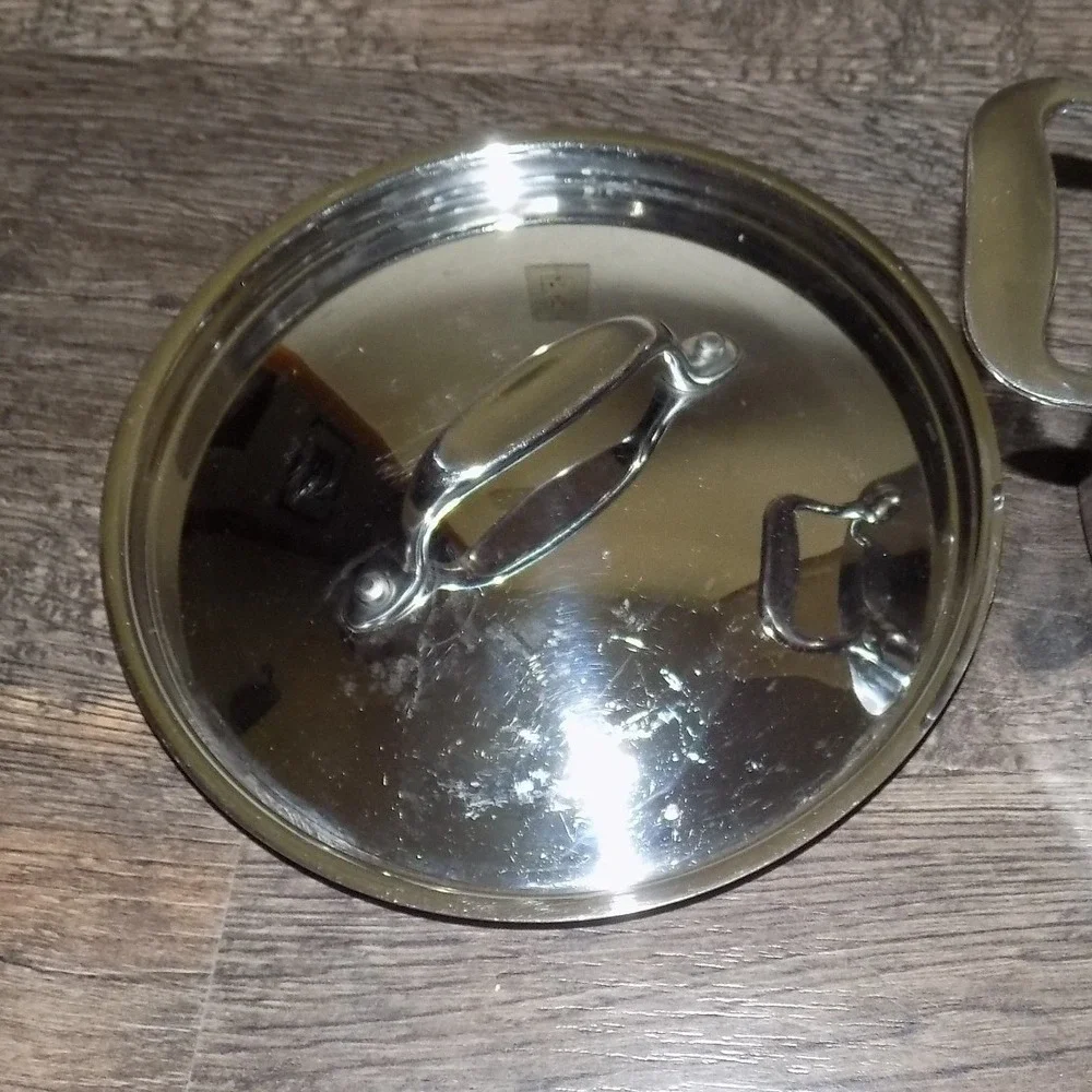 All-Clad 3qt Stock Pot 8in Silver Good Stainless Steel Tri-Ply Bonded with Lid